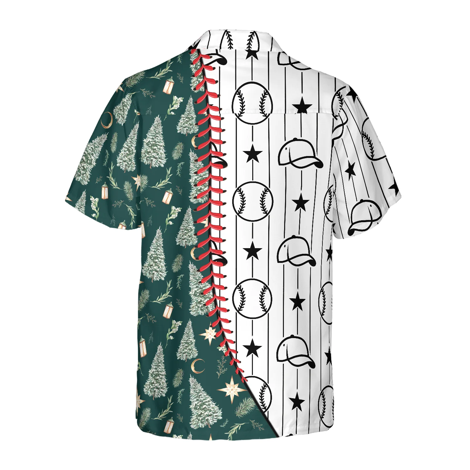 Hyperfavor Christmas Hawaiian Shirts Baseball Pattern Shirt Short Sleeve Christmas Shirt Idea Gift Aloha Shirt For Men and Women