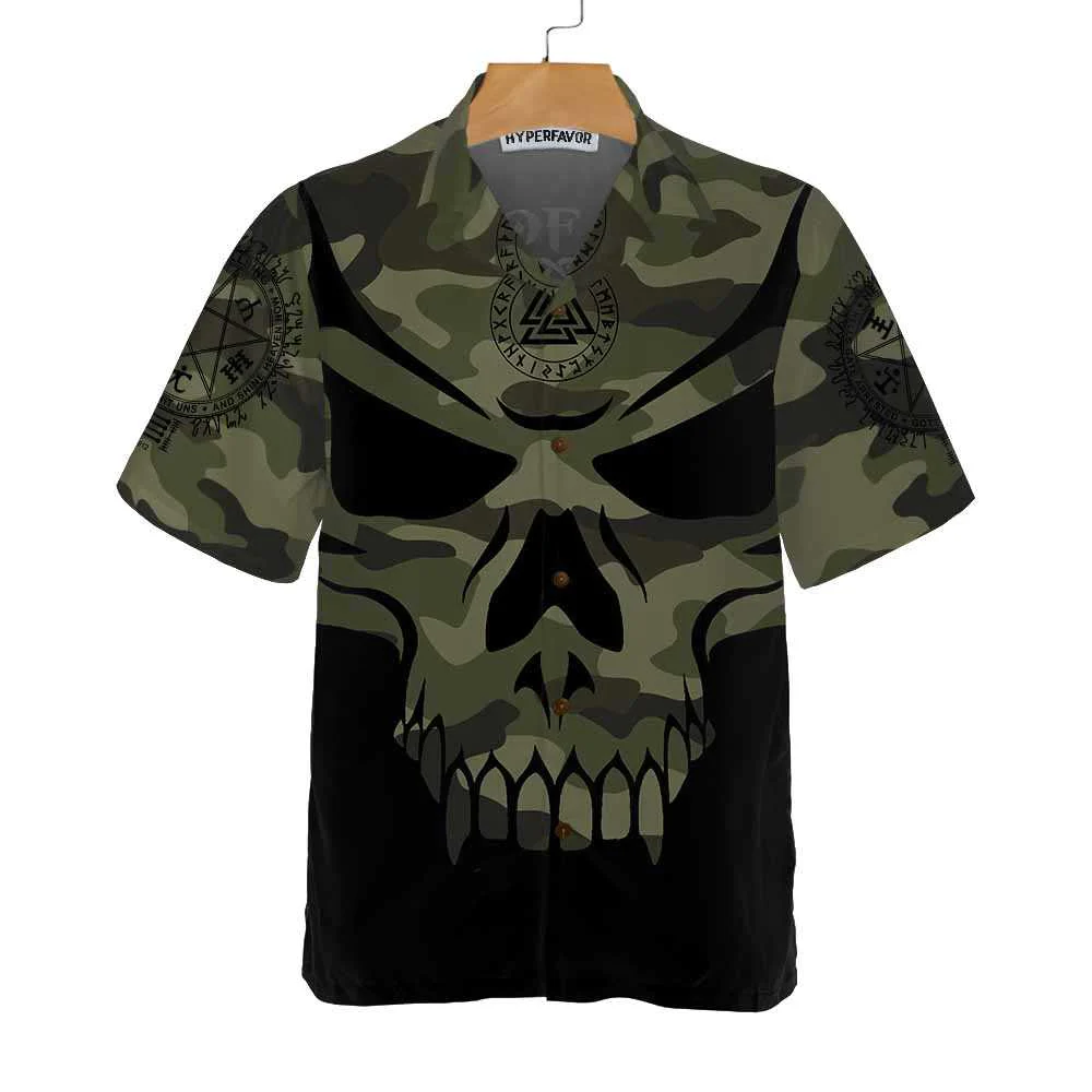 Camouflage Skull Viking Hawaiian Shirt Son Of Odin Viking Shirt Aloha Shirt For Men and Women