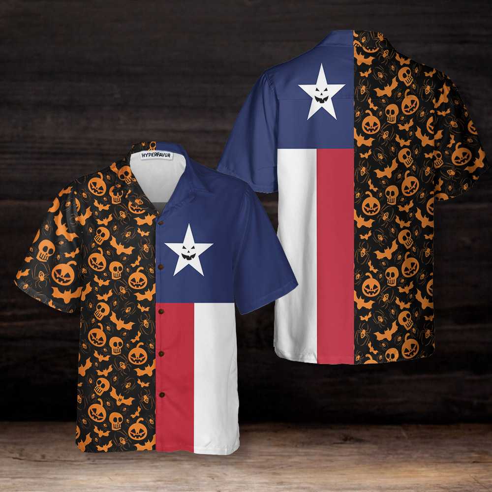 Halloween Texas Flag Hawaiian Shirt Funny Texas Shirt For Halloween Best Gift For Texans Aloha Shirt For Men and Women