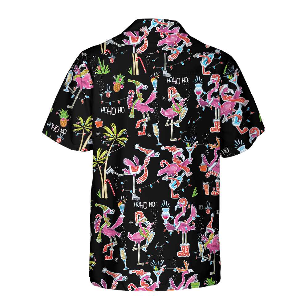 Funny Christmas Flamingo Hawaiian Shirt Christmas Tropical Shirt Best Xmas Gift Idea Aloha Shirt For Men and Women