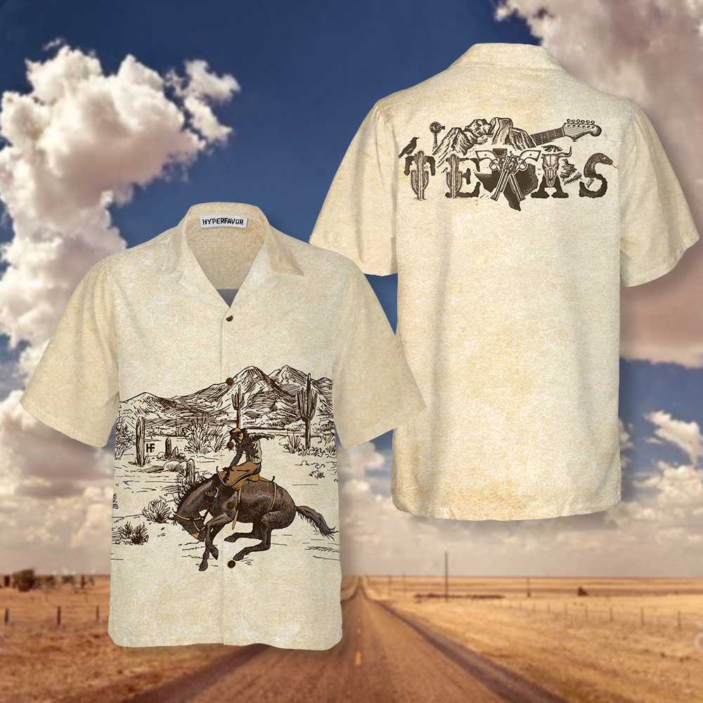 Lone Star State Cowboy Texas Hawaiian Shirt Vinatge Texas Shirt For Texas Lovers Aloha Shirt For Men and Women