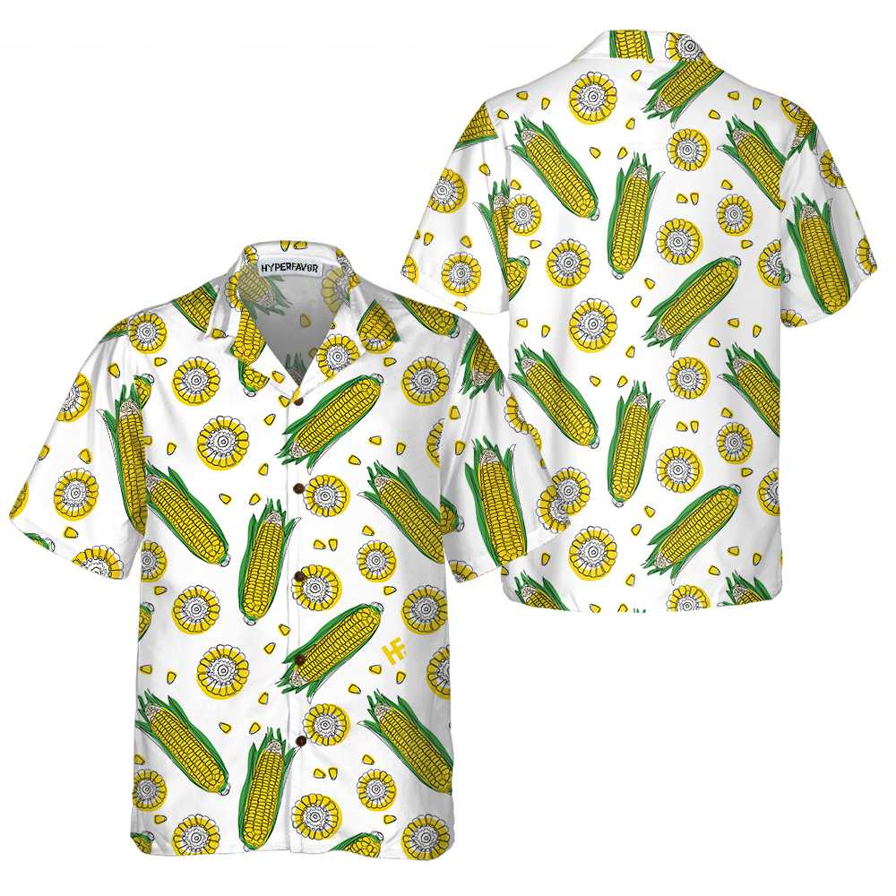 Yellow Corncobs Corn Hawaiian Shirt Corn Shirt Short Sleeve Button Corn Cob Shirt Corn Gift Aloha Shirt For Men and Women