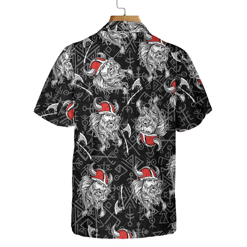 Viking Head Hawaiian Shirt Seamless Pattern God Odin Viking Shirt Aloha Shirt For Men and Women