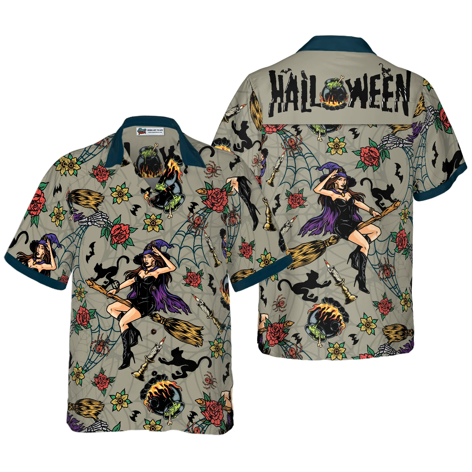 Halloween Witches Night Shirt Hawaiian Shirt Aloha Shirt For Men and Women