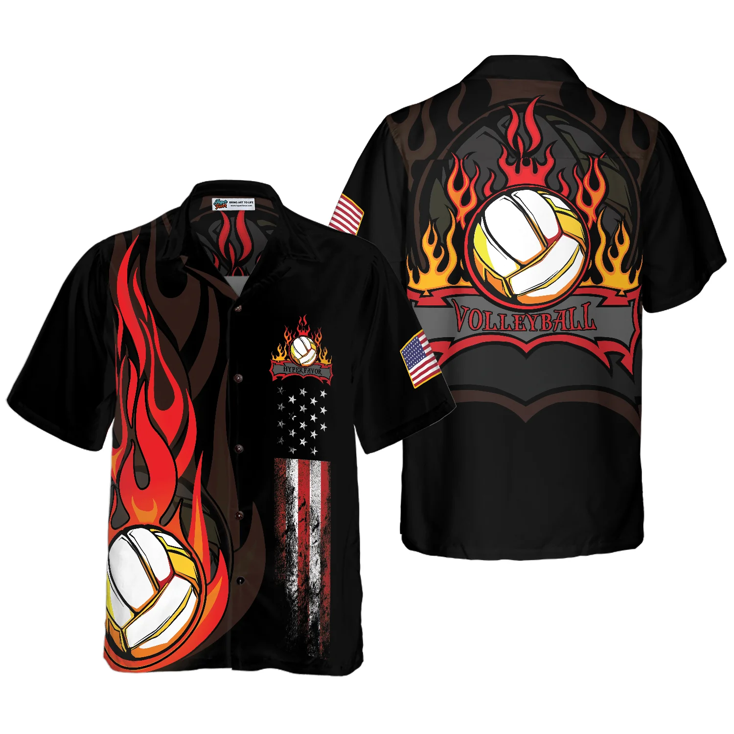 Volleyball Flame Hawaiian Shirt Aloha Shirt For Men and Women