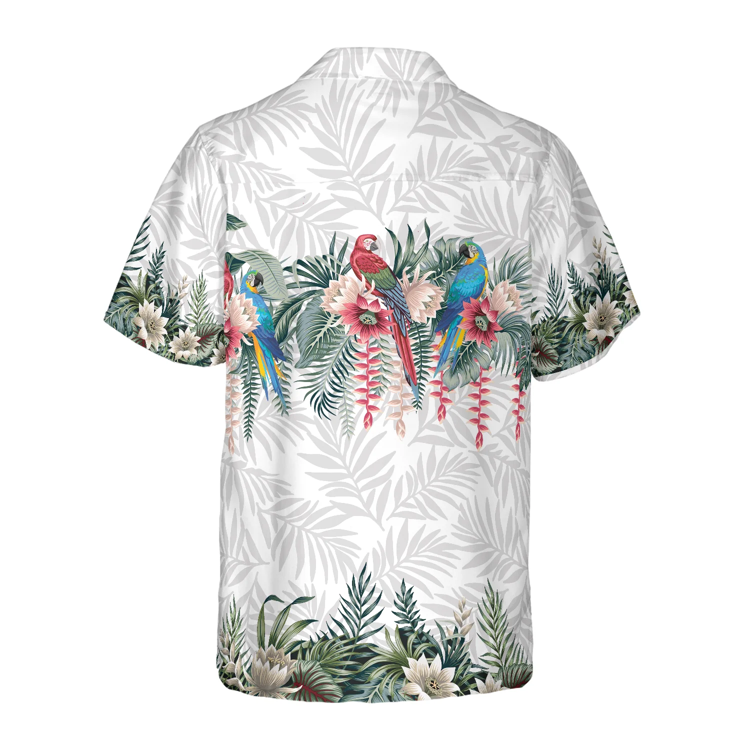 Vintage Botanical Lotus And Macaw Parrot Hawaiian Shirt Aloha Shirt For Men and Women