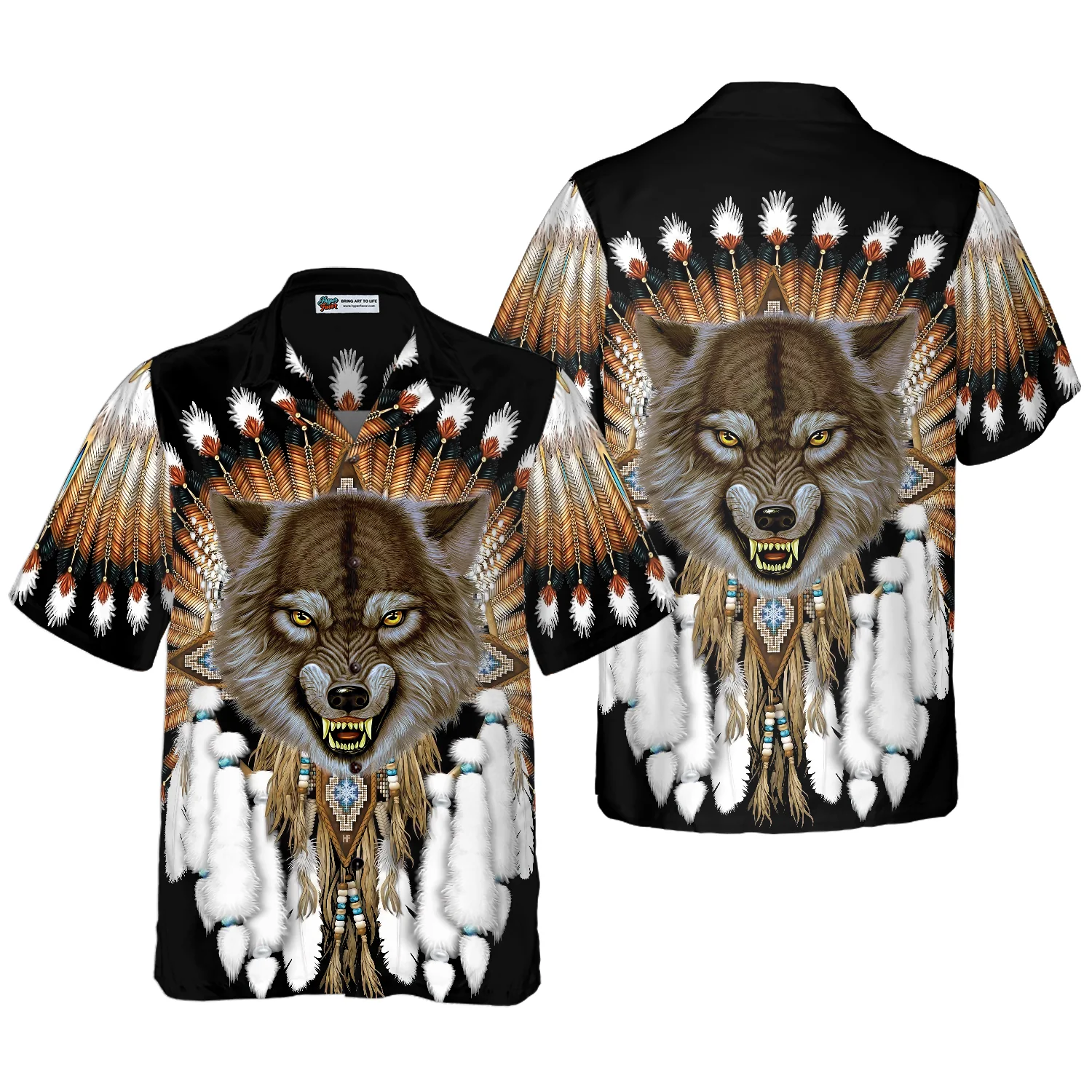 Tribal Angry Wolf Shirt Hawaiian Shirt Aloha Shirt For Men and Women