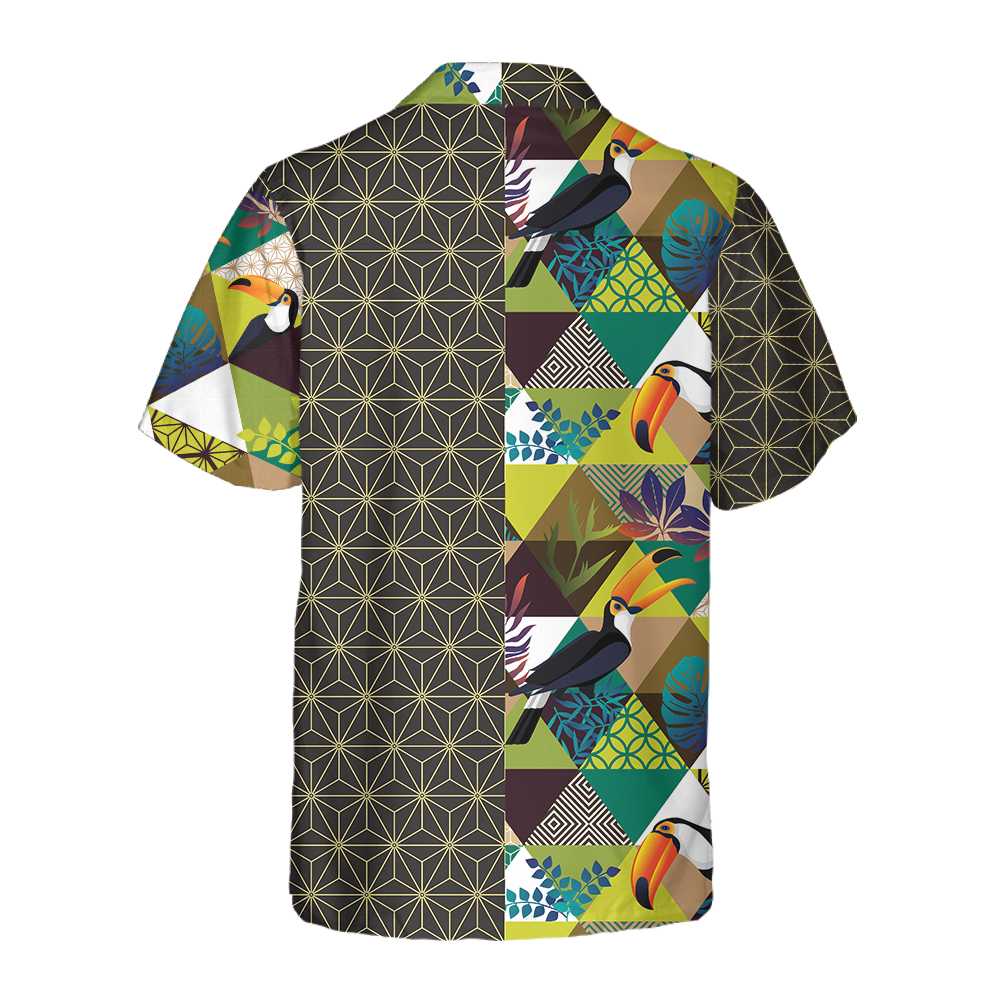 Toucan Asanoha Isometric Pattern Hawaiian Shirt Unique Toucan Shirt  Women Aloha Shirt For Men and Women