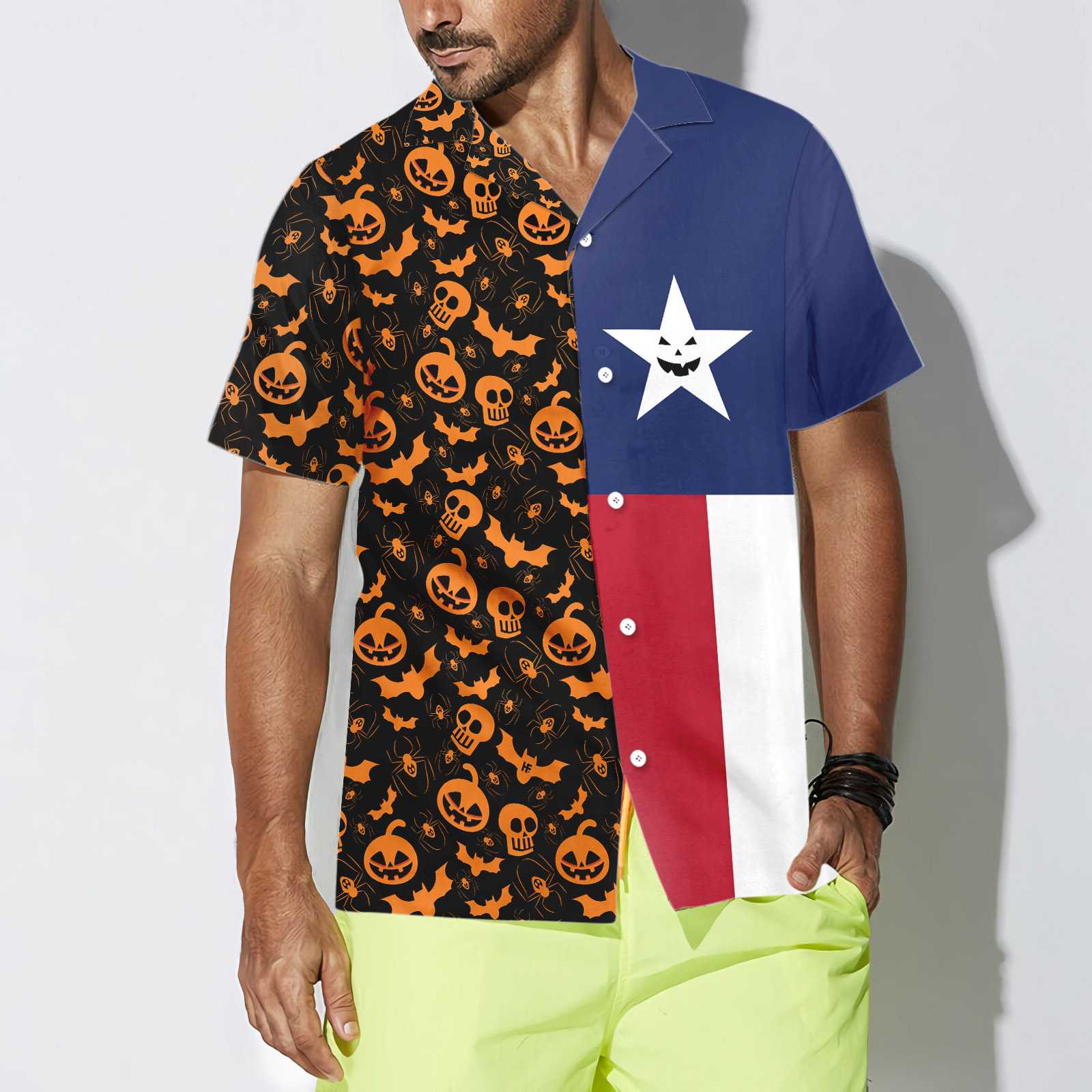 Halloween Texas Flag Hawaiian Shirt Funny Texas Shirt For Halloween Best Gift For Texans Aloha Shirt For Men and Women