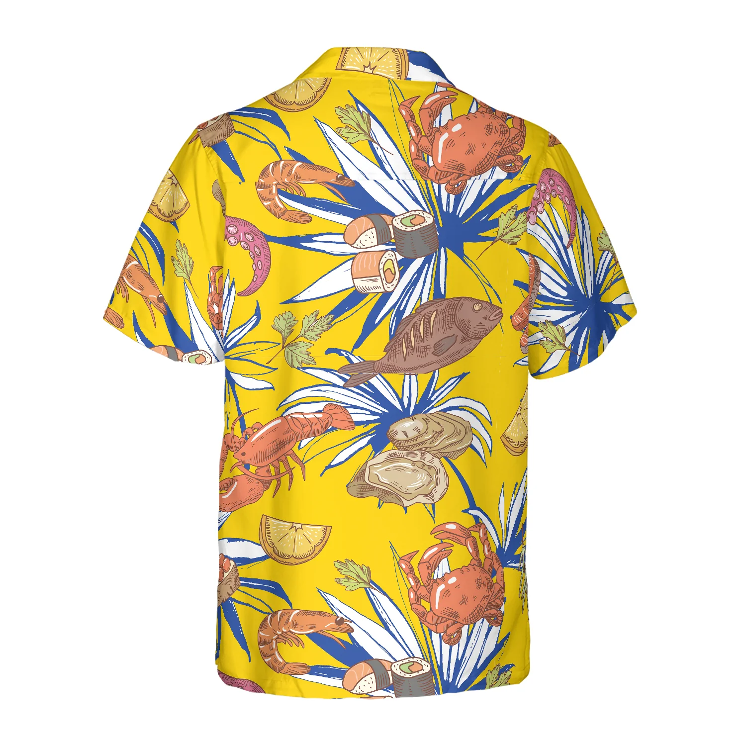 Tropical Floral Seafood Hawaiian Shirt Aloha Shirt For Men and Women