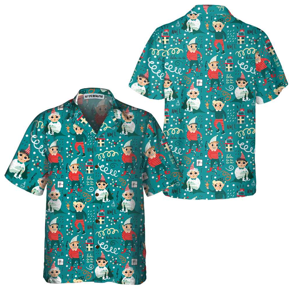 Playful Christmas Elves Hawaiian Shirt Funny Elf Christmas Shirt Best Christmas Gift Idea Aloha Shirt For Men and Women