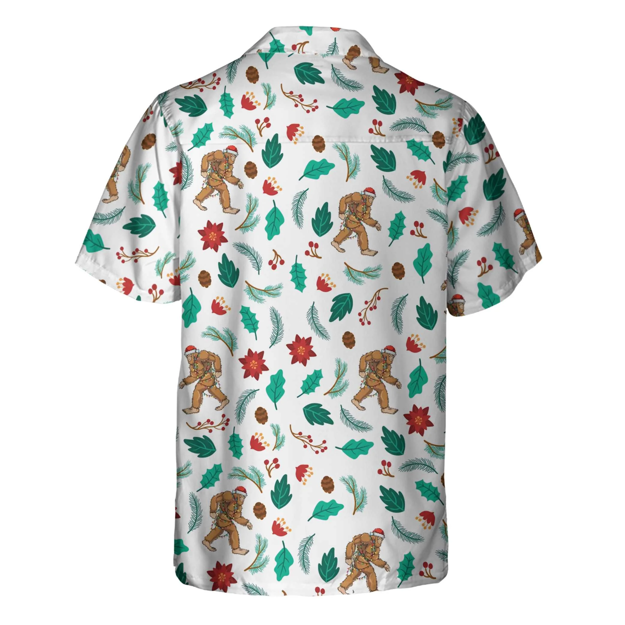 Christmas Bigfoot Sasquatch Pattern Hawaiian Shirt Funny Christmas Shirt Best Gift For Christmas Aloha Shirt For Men and Women