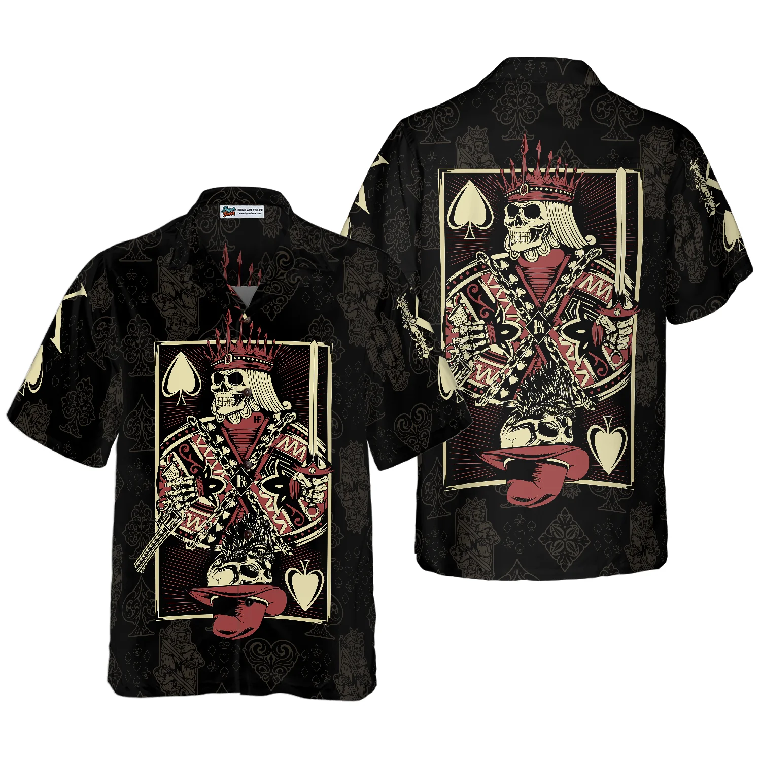 Skull King Of Spades Card Hawaiian Shirt Aloha Shirt For Men and Women