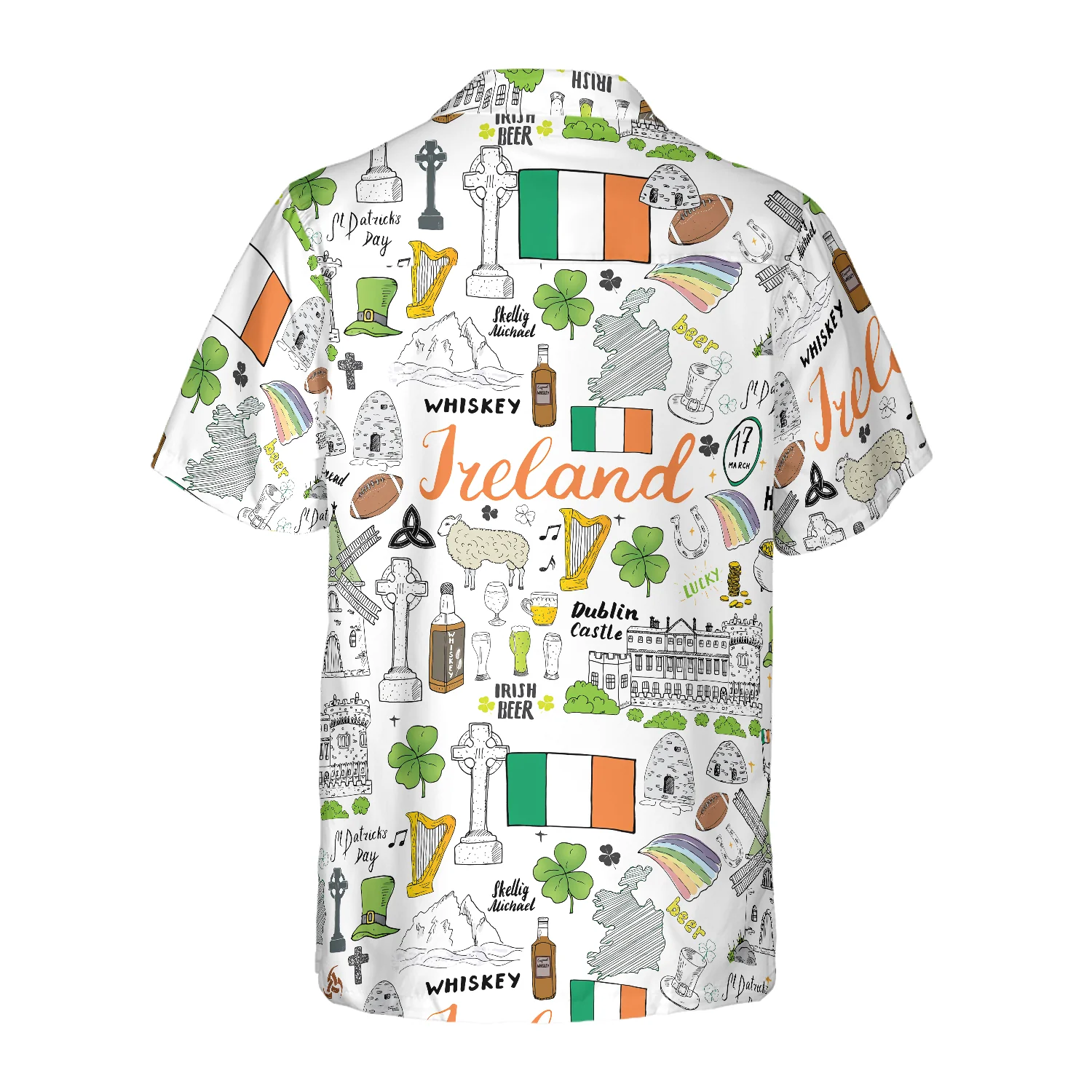 I Love Ireland Doodle Hawaiian Shirt Aloha Shirt For Men and Women