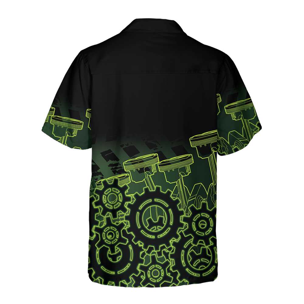 Green Steampunk Mechanic Hawaiian Shirt Button Up Mechanic Shirt Cool Mechanic Gift Aloha Shirt For Men and Women