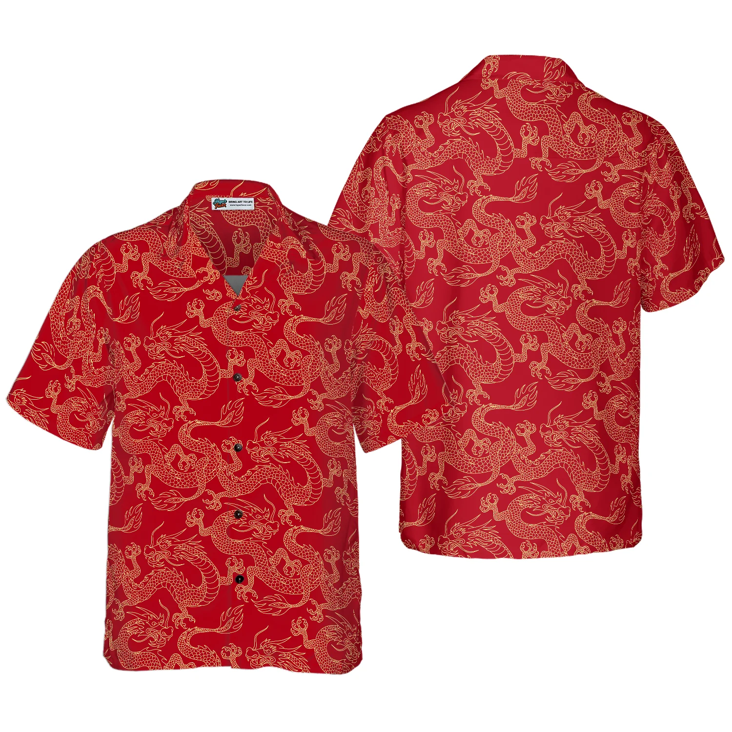 Oriental Dragon Red Hawaiian Shirt Aloha Shirt For Men and Women