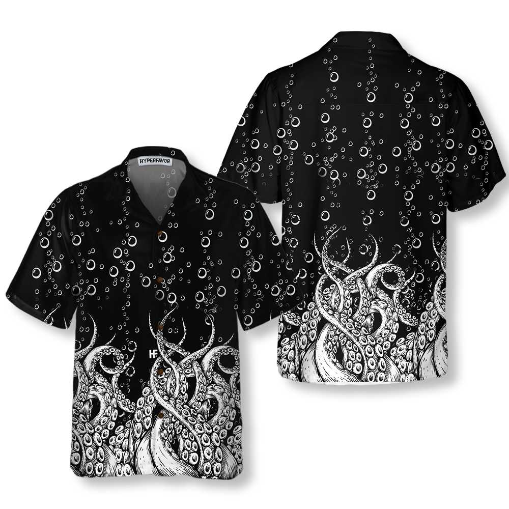 Octopus Tentacles With Ocean Bubbles Hawaiian Shirt Cool Octopus Shirt Best Octopus Print Gift Aloha Shirt For Men and Women