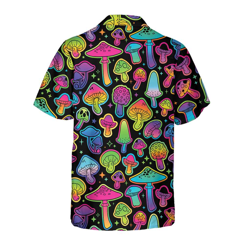 Psychedelic Mushroom Pattern Hawaiian Shirt Printed Trippy Mushroom Shirt  Women Aloha Shirt For Men and Women