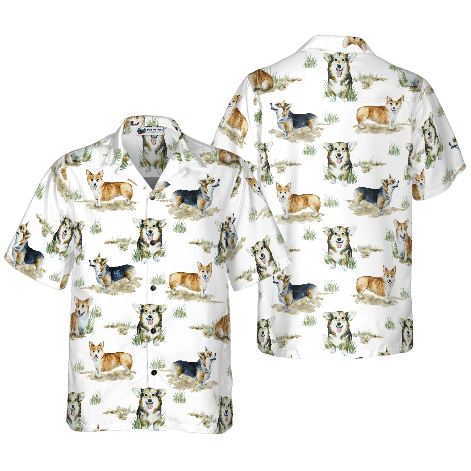 Smiling Corgi Shirt Hawaiian Shirt Aloha Shirt For Men and Women