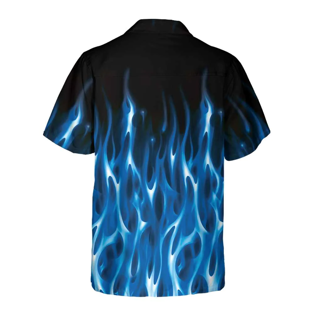 Blue Flame Hawaiian Shirt Short Sleeve Flame Shirt Flame Print Shirt Aloha Shirt For Men and Women