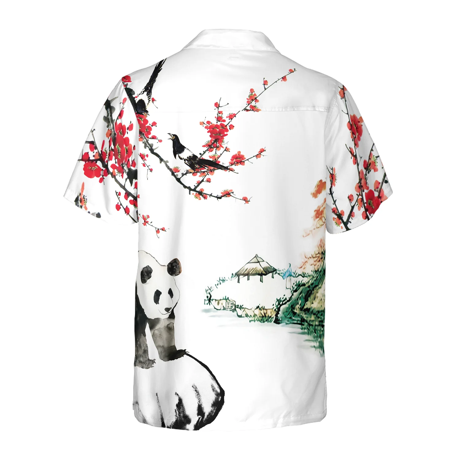 Panda With Plum Blossom Shirt Hawaiian Shirt Aloha Shirt For Men and Women