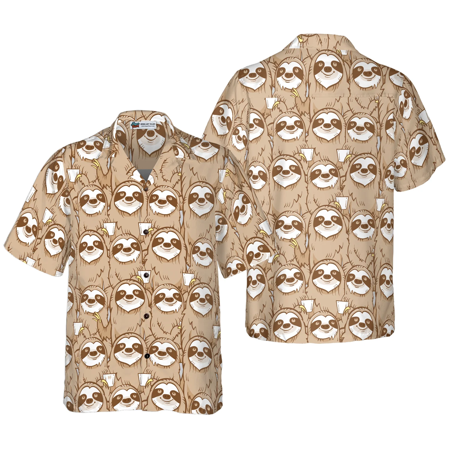 Cute Sloth Seamless Pattern Shirt Hawaiian Shirt Aloha Shirt For Men and Women