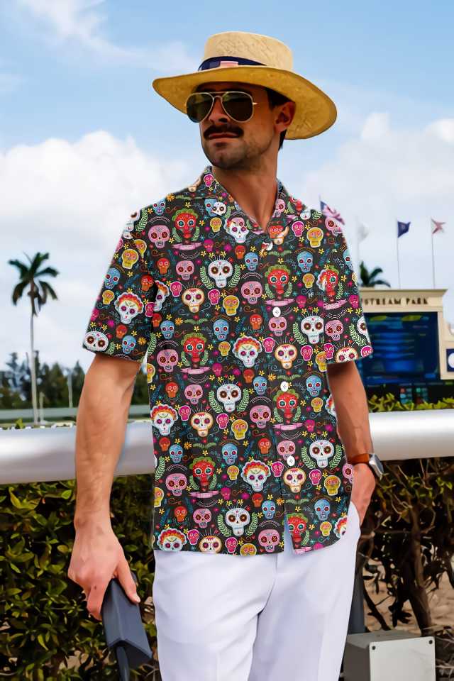 Sugar Skull Pattern Dia De Los Muertos Hawaiian Shirt Mexican Sugar Shirt Best Day Of The Dead Gift Aloha Shirt For Men and Women