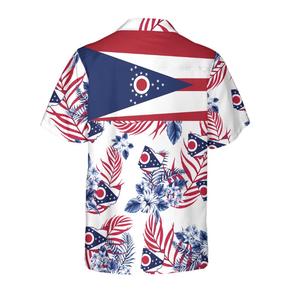 Ohio Proud Hawaiian Shirt Floral Ohio Flag Hawaiian Shirt Proud Ohio State Shirt Aloha Shirt For Men and Women