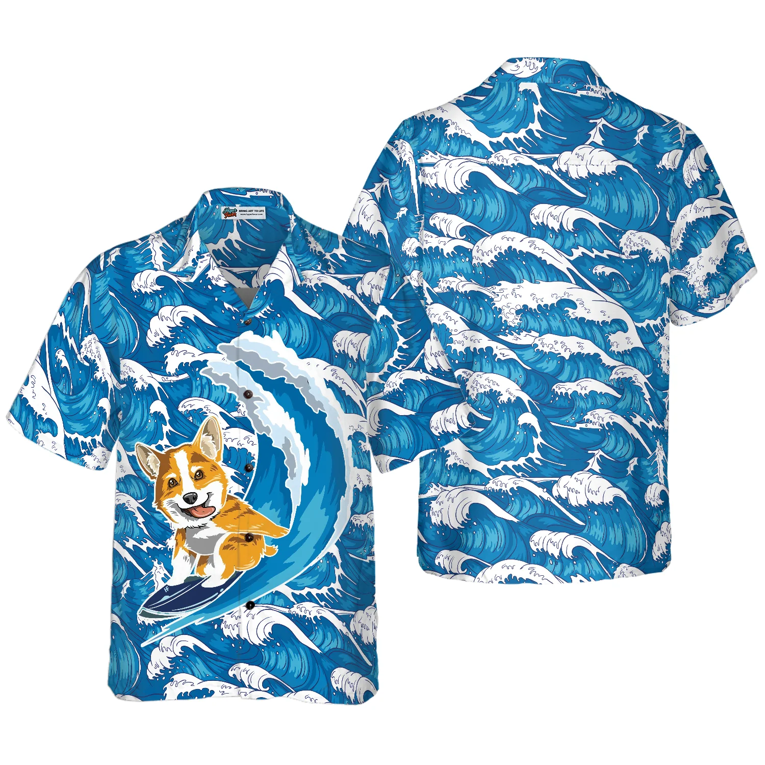 Corgi Surfing Dog Hawaiian Shirt Aloha Shirt For Men and Women