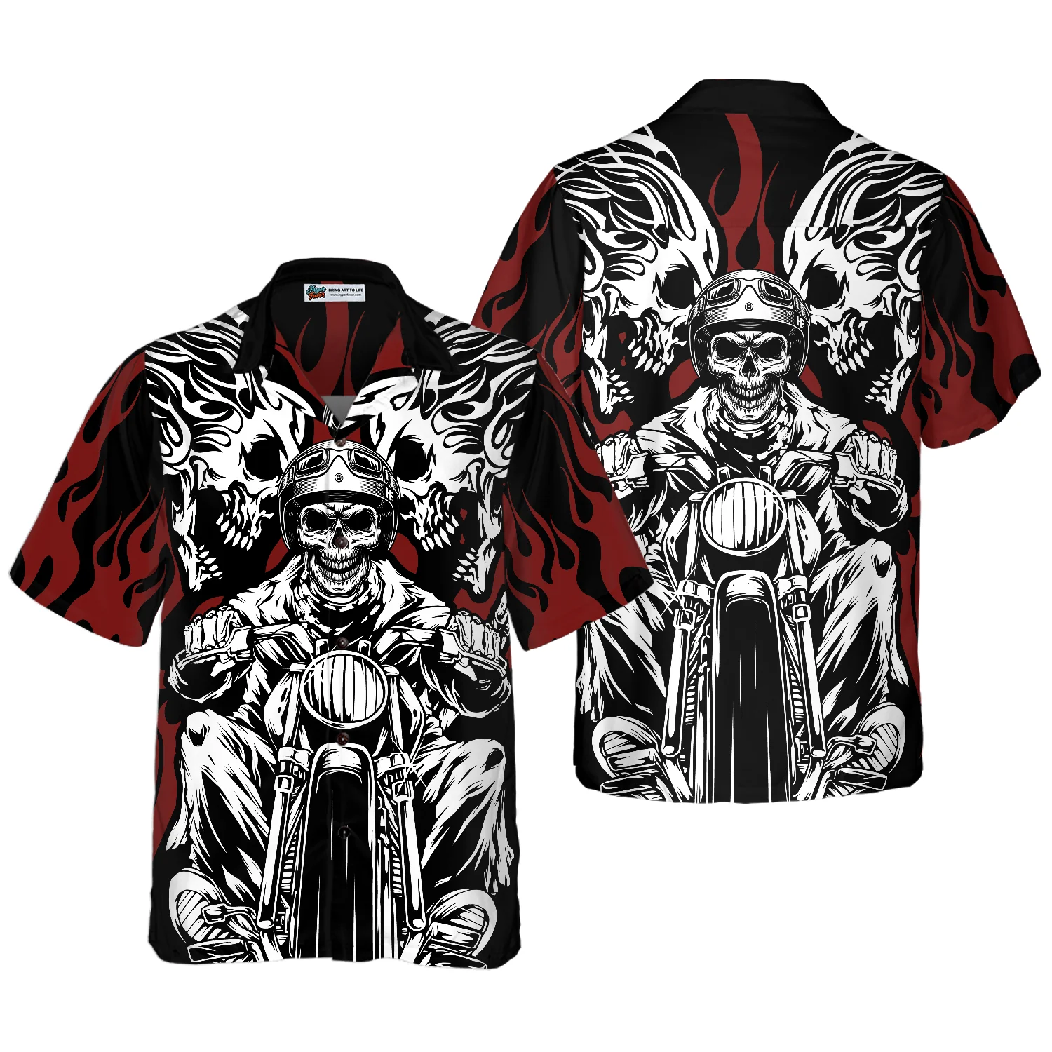 Skull Rider Motorcycle Hawaiian Shirt Aloha Shirt For Men and Women