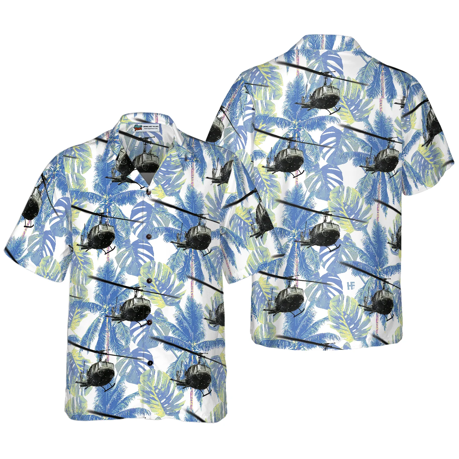 Navy Bell Twin Huey Hawaiian Shirt Aloha Shirt For Men and Women