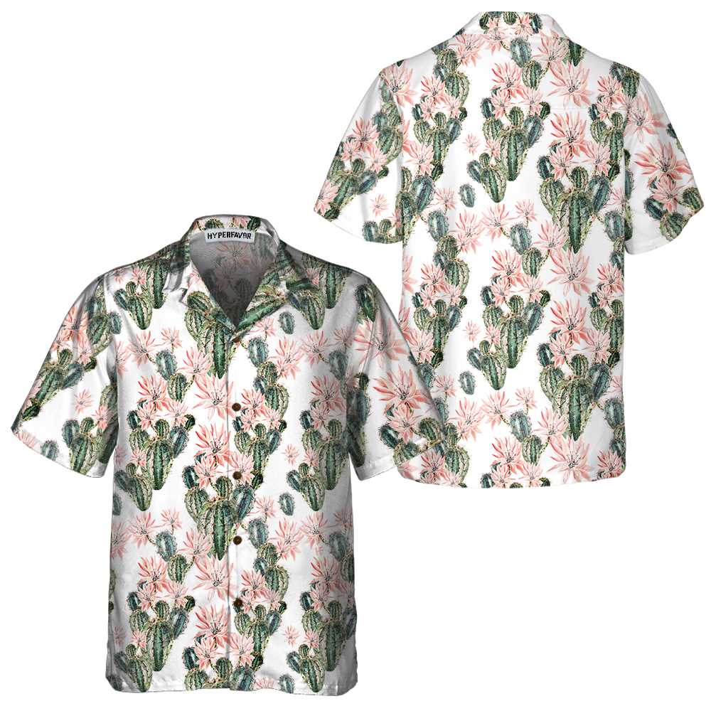 Watercolor Cactus Pattern Cactus Hawaiian Shirt Unique Cactus Shirt Best Cactus Gift Aloha Shirt For Men and Women