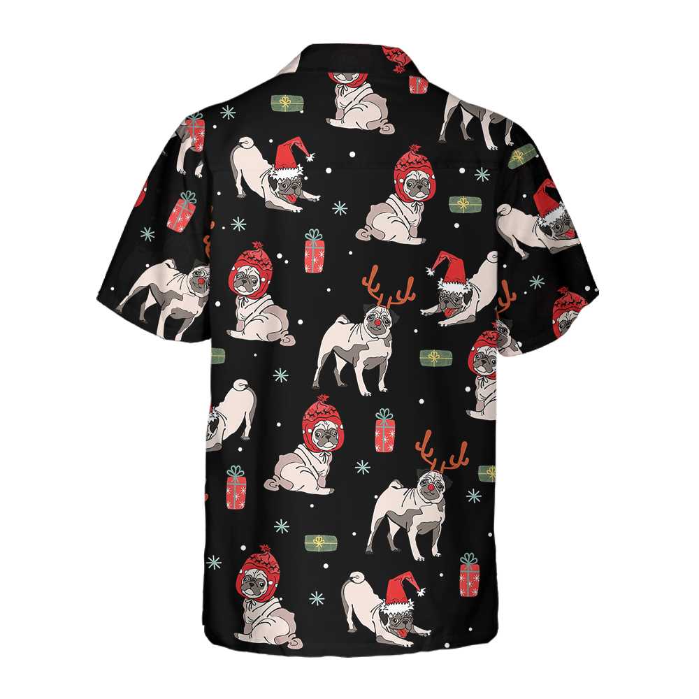 Christmas Pug Dog Hawaiian Shirt Christmas Pug Shirt  Women Best Christmas Gift Idea Aloha Shirt For Men and Women