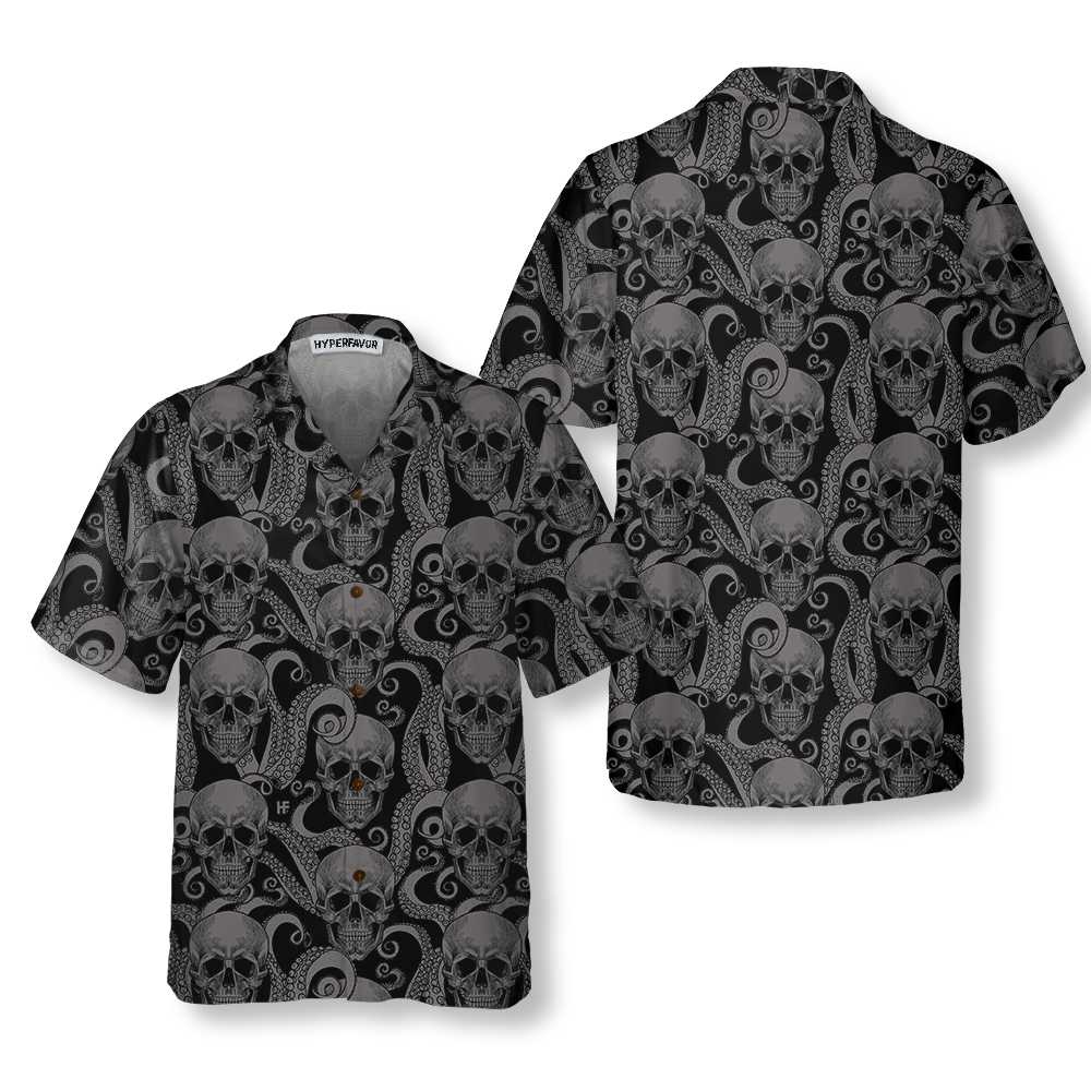 Octopus Tentacles And Skull Hawaiian Shirt Cool Octopus Hawaiian Shirt Skull Octopus Shirt Aloha Shirt For Men and Women