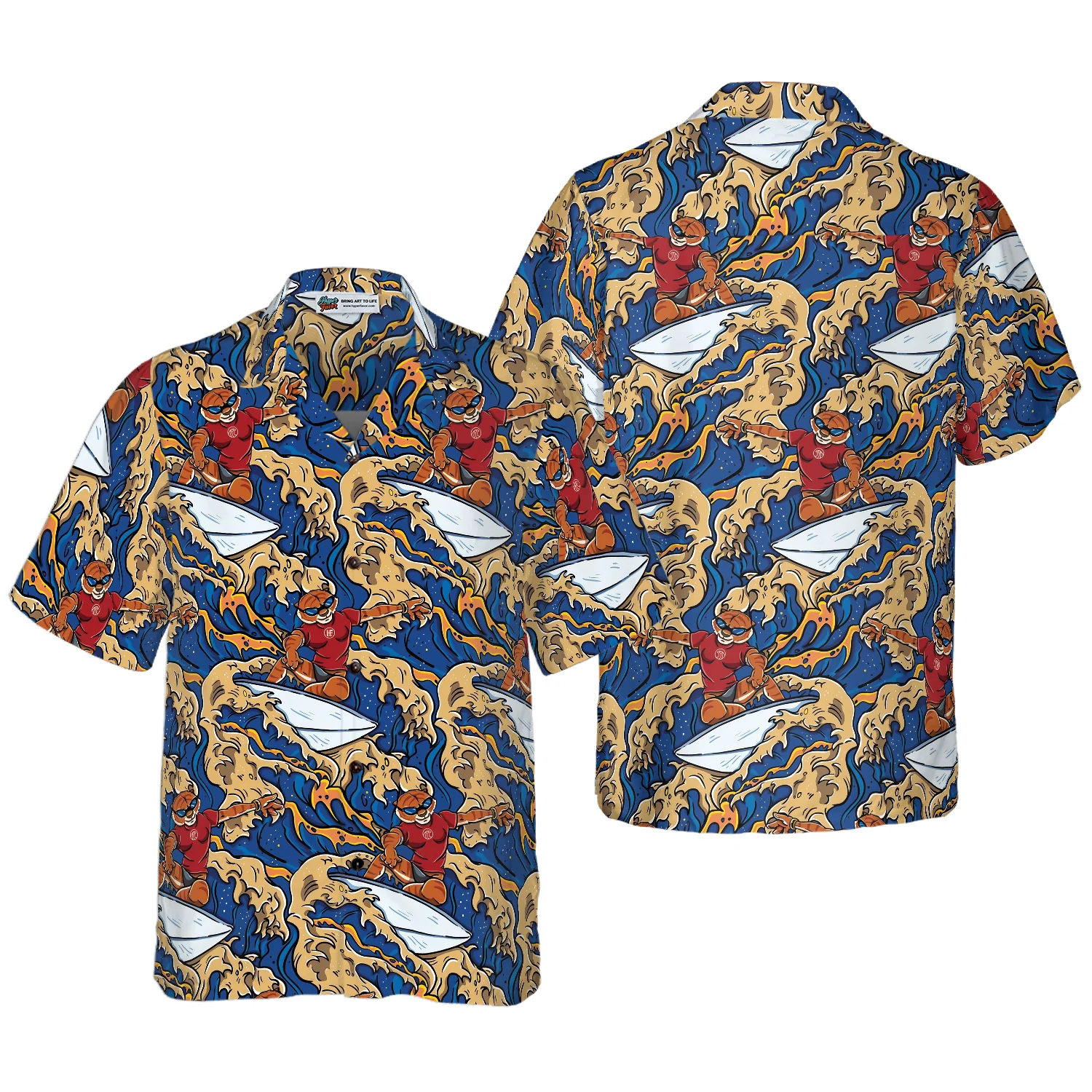 Tiger Surfer Roaring Waters Hawaiian Shirt Aloha Shirt For Men and Women