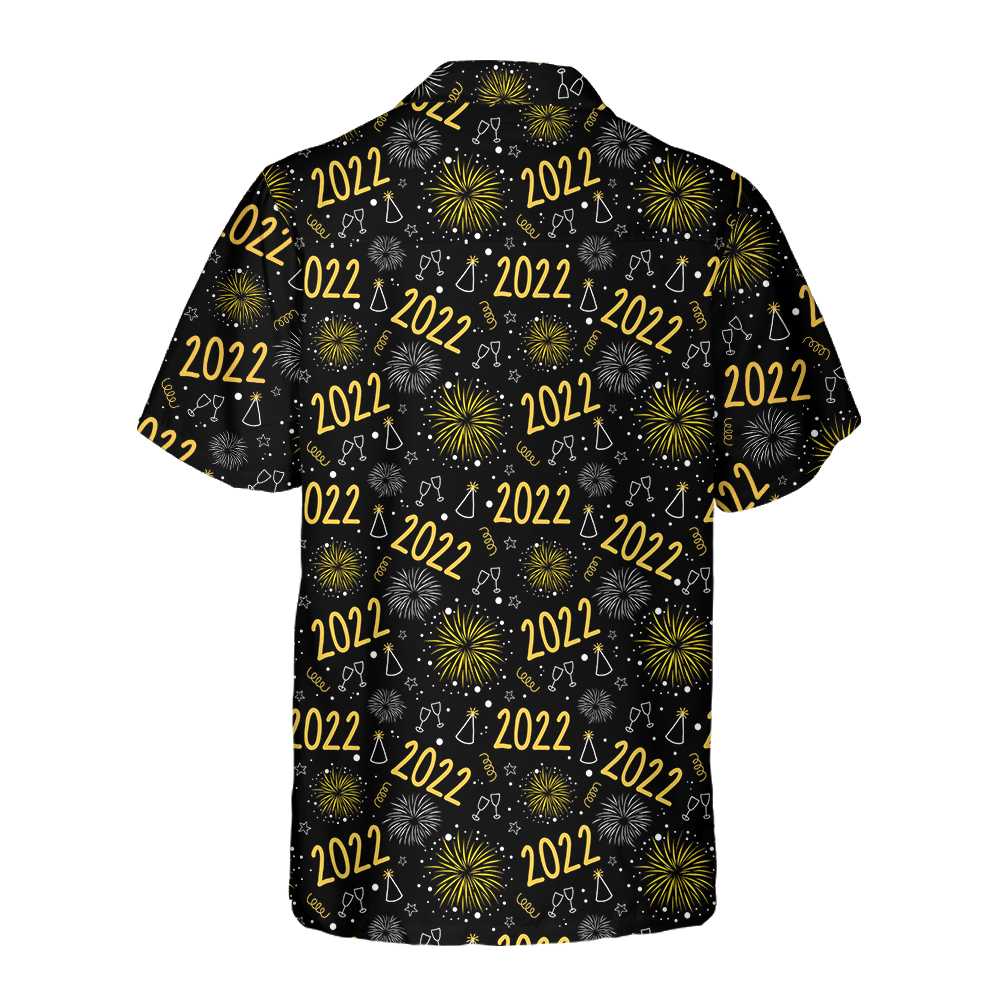 2022 New Year Golden Firework Hawaiian Shirt Happy New Year Shirt  Women Aloha Shirt For Men and Women