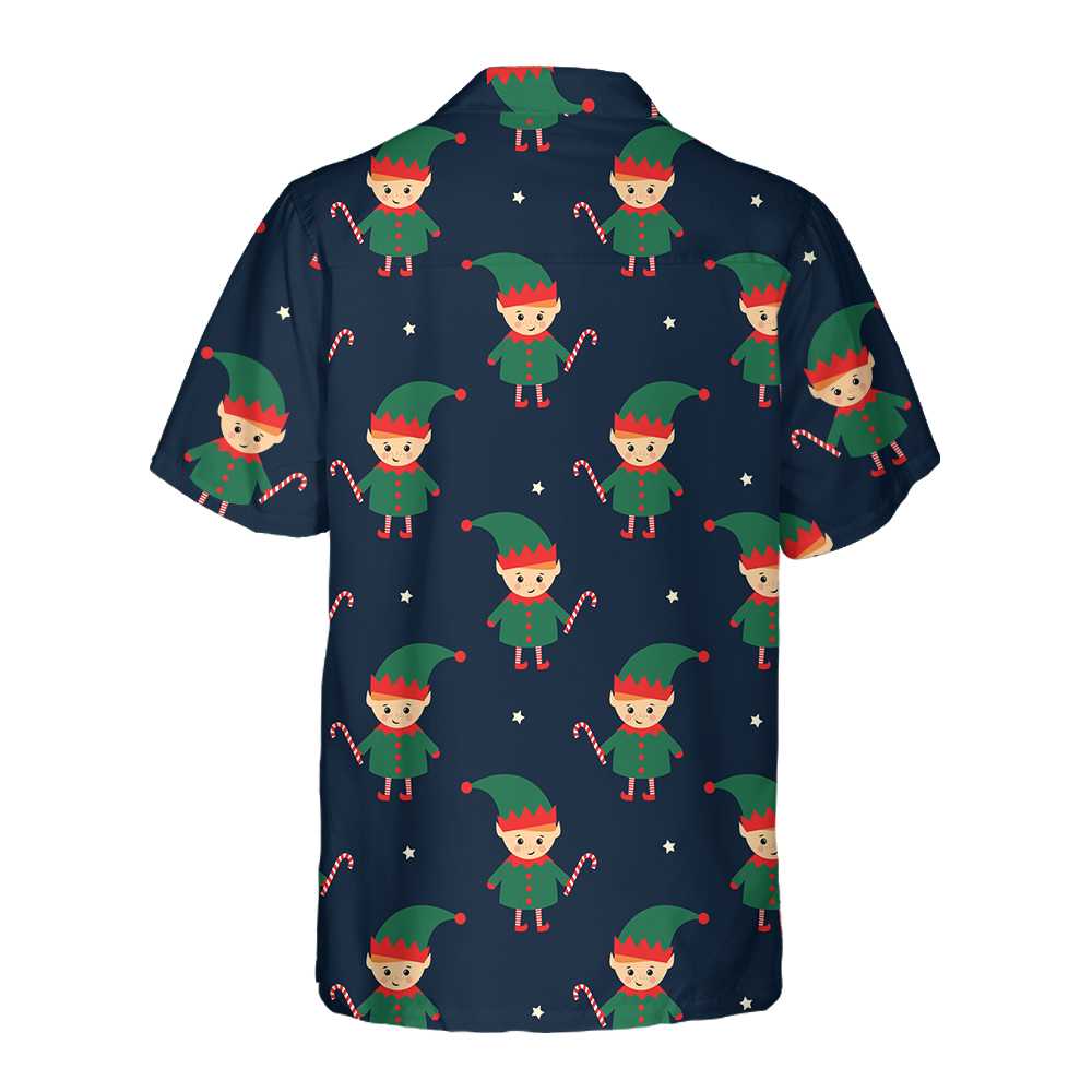 Cute Elf With Candy Cane Hawaiian Shirt Funny Elf Christmas Shirt Best Christmas Gifts Idea Aloha Shirt For Men and Women