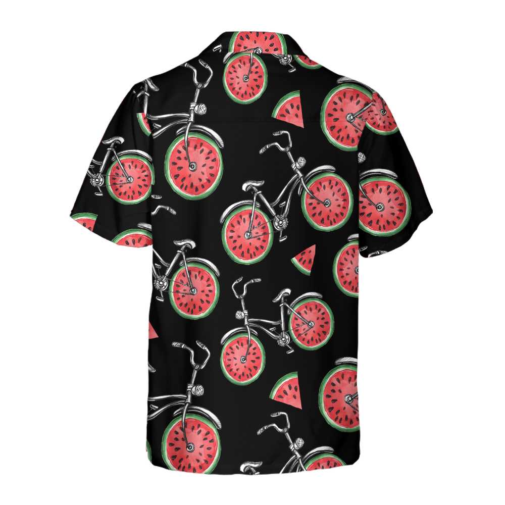 Bicycles With Watermelon Wheels Hawaiian Shirt Funny Cycling Shirt  Women Aloha Shirt For Men and Women