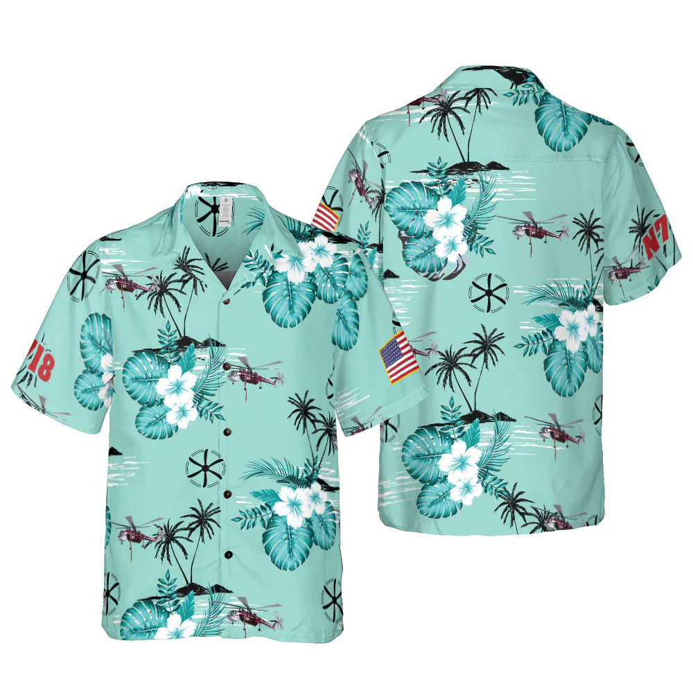 S-64 Skycrane With Tropical Flowers Ver 2 Hawaiian Shirt Aloha Shirt For Men and Women