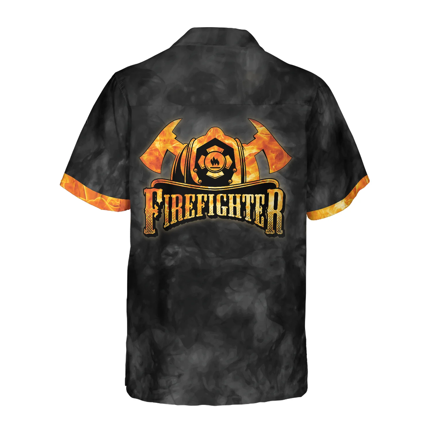 Firefighter Golden Skull And Ripped American Flag Firefighter Hawaiian Shirt Black And Gold Firefighter Shirt Aloha Shirt For Men and Women