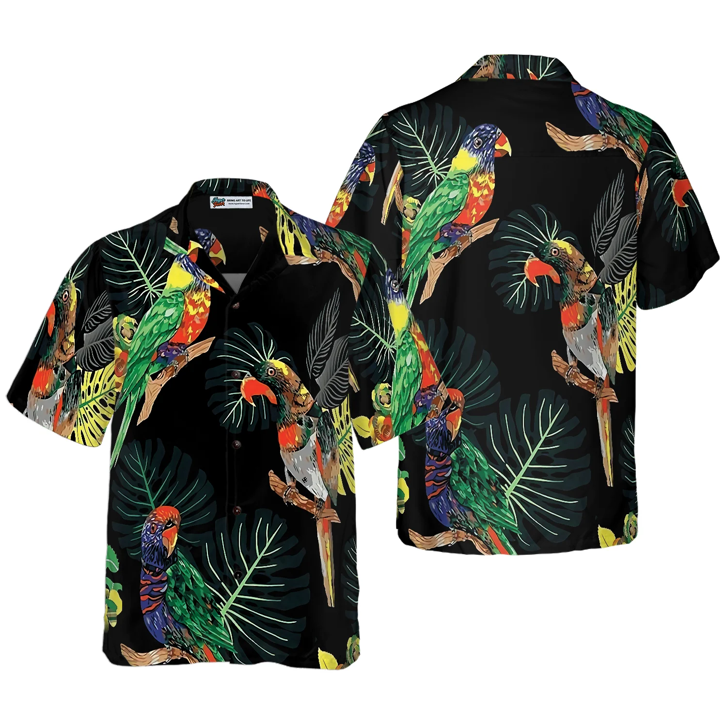 Parrots In The Tropical Rain Forest Hawaiian Shirt Aloha Shirt For Men and Women