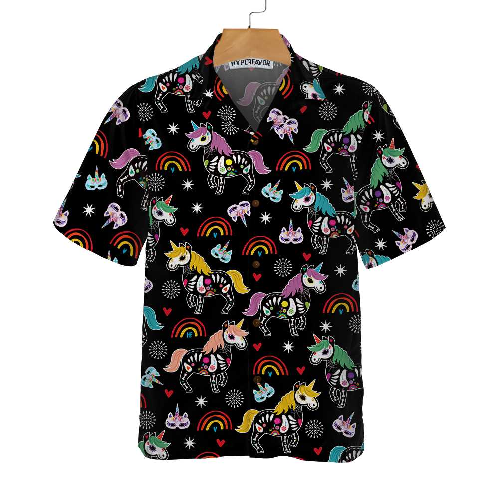 Unicorn Tops Peach Day Of The Dead Hawaiian Shirt Unique Day Of The Dead Gift Aloha Shirt For Men and Women