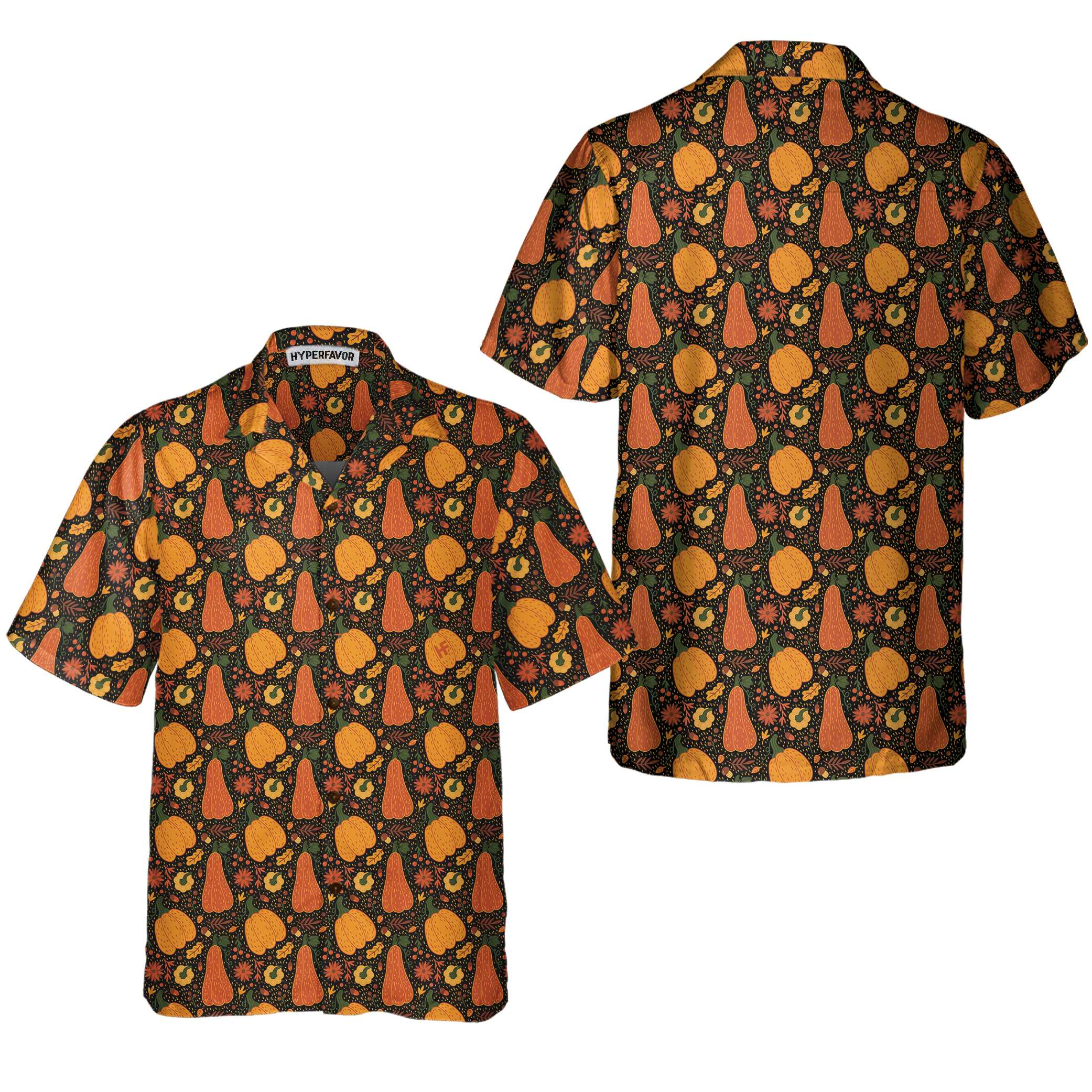 Pumpkin And Falling Leaves Hawaiian Shirt Fall Thanksgiving Shirt Gift For Thanksgiving Day Aloha Shirt For Men and Women