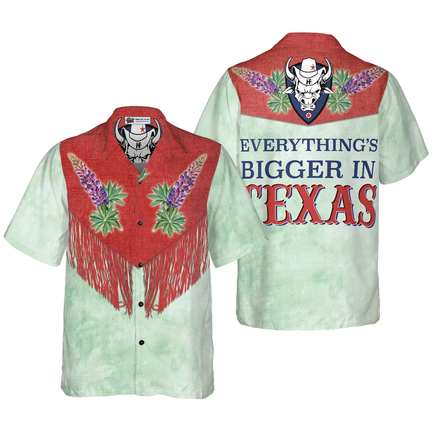 Bluebonnet Cowboy Texas Vintage Western Hawaiian Shirt Everythings Bigger In Texas Shirt Texas Home Shirt Aloha Shirt For Men and Women