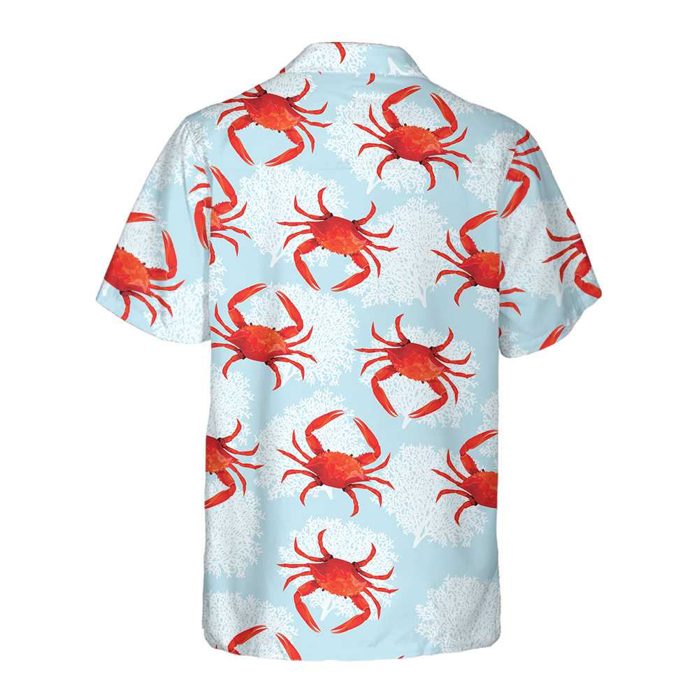 Crab On Light Blue Hawaiian Shirt Unique Crab Shirt Crab Print Shirt For Adults Aloha Shirt For Men and Women