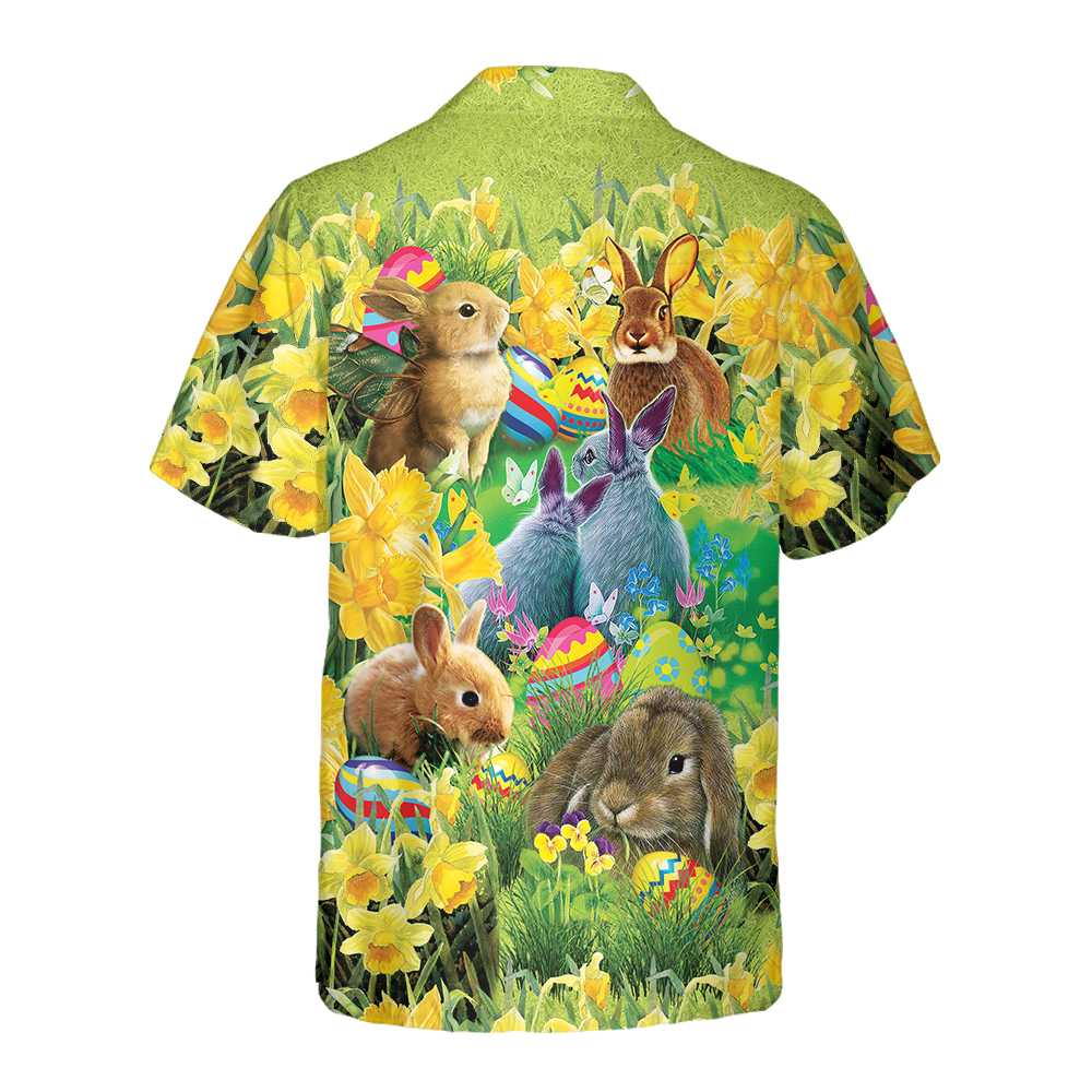 Easter Bunnies Hawaiian Shirt Button Up Easter Bunny Shirt Easter Shirt  Women Cool Easter Gift Aloha Shirt For Men and Women