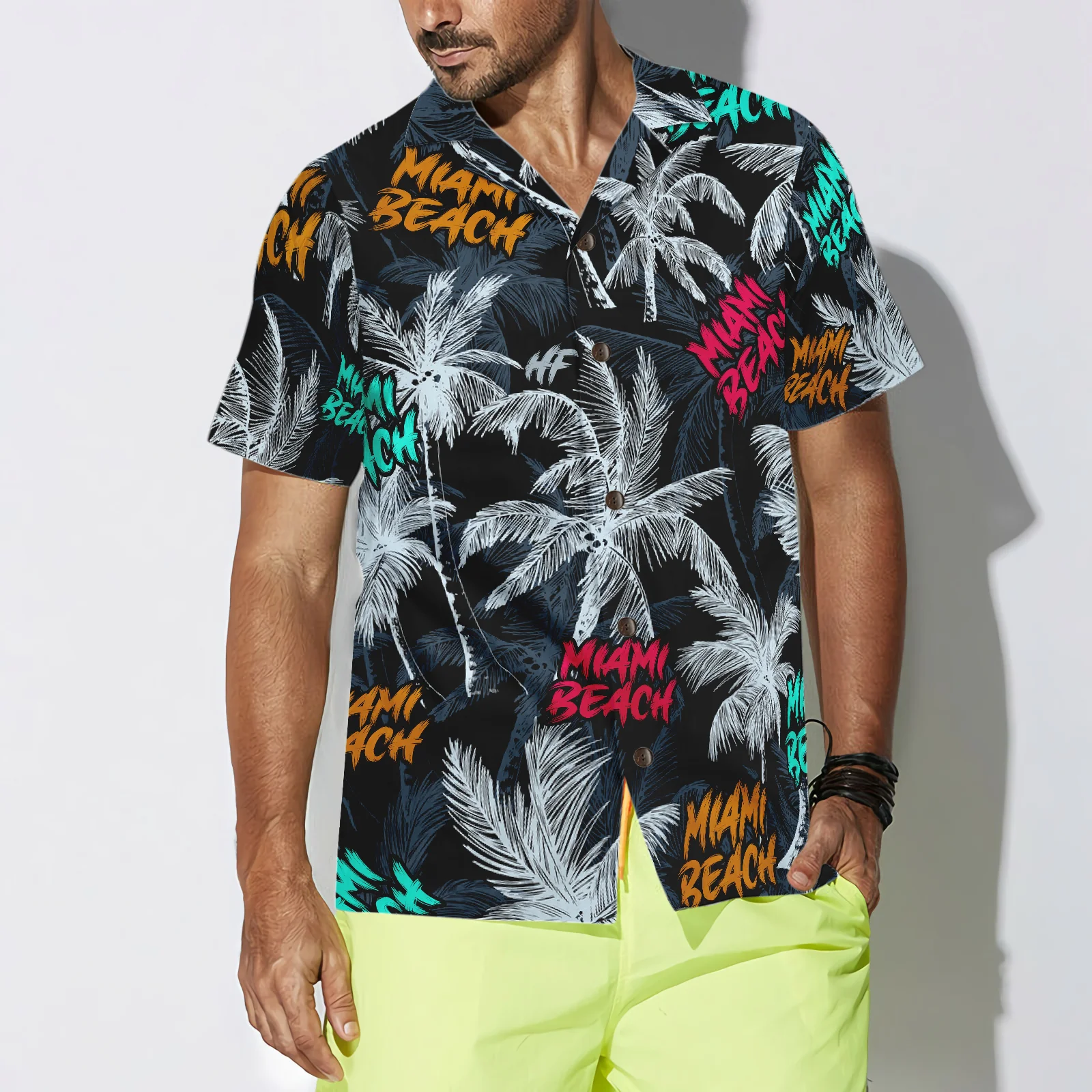 Miami Beach Coconut Tree Seamless Hawaiian Shirt Aloha Shirt For Men and Women