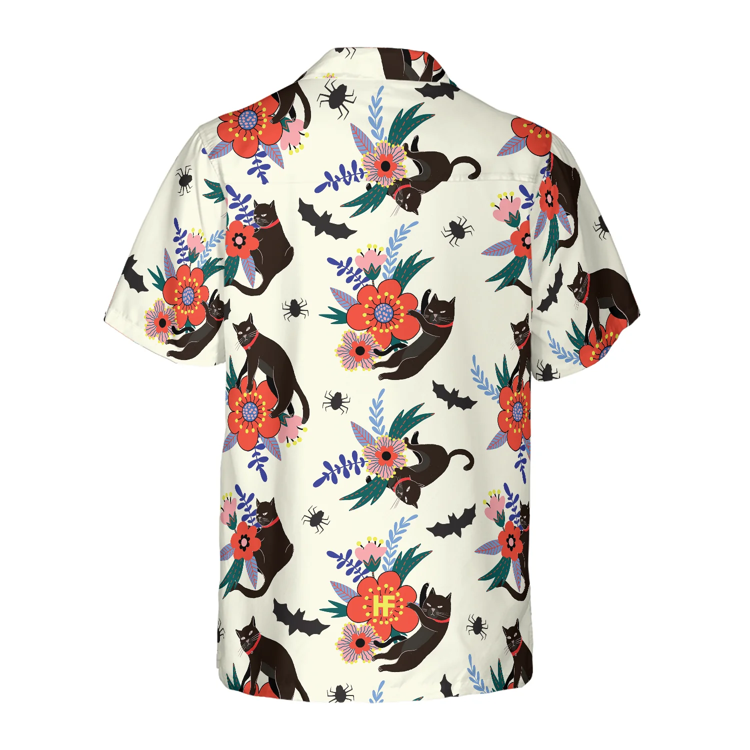 Black Bats And Cats Hawaiian Shirt Aloha Shirt For Men and Women