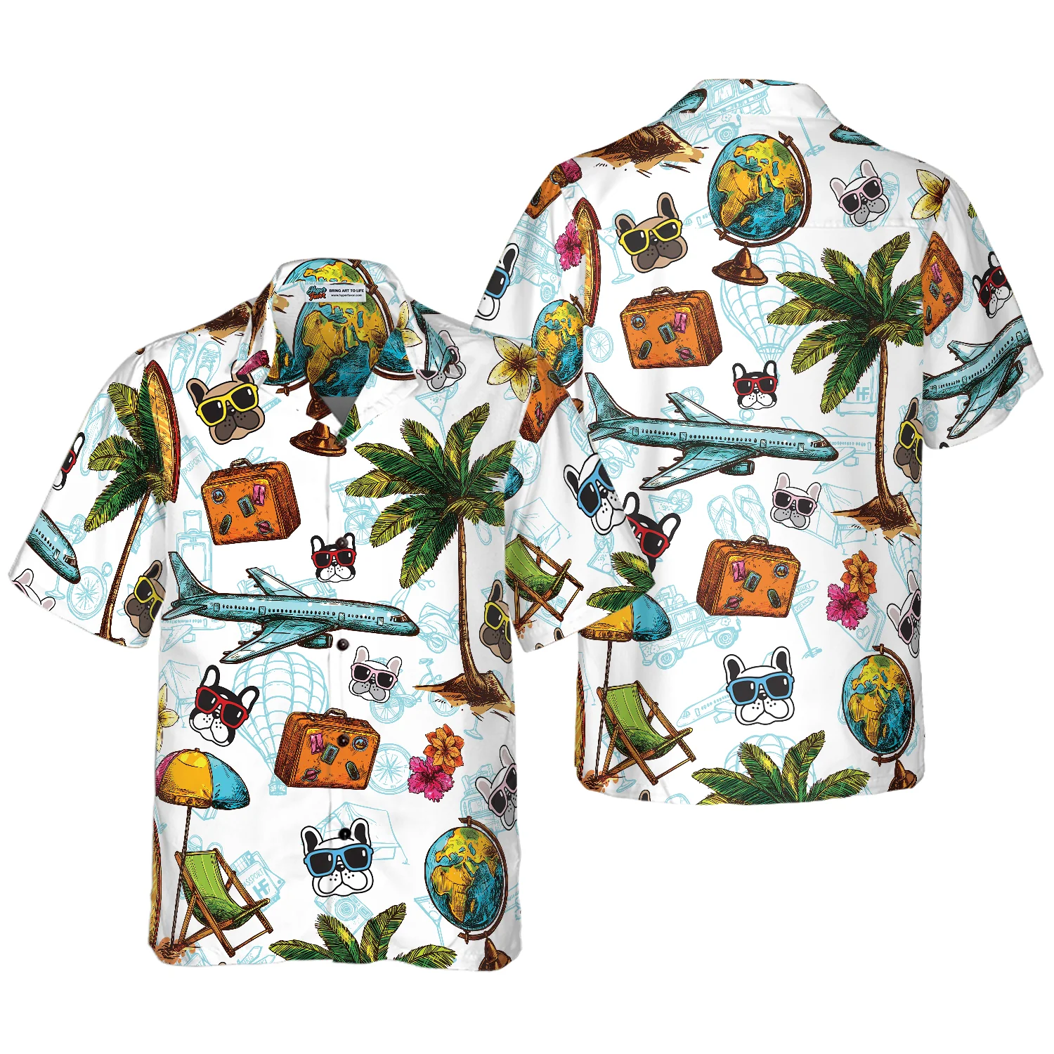 French Bulldog Sunglasses Aloha Hawaiian Shirt Aloha Shirt For Men and Women