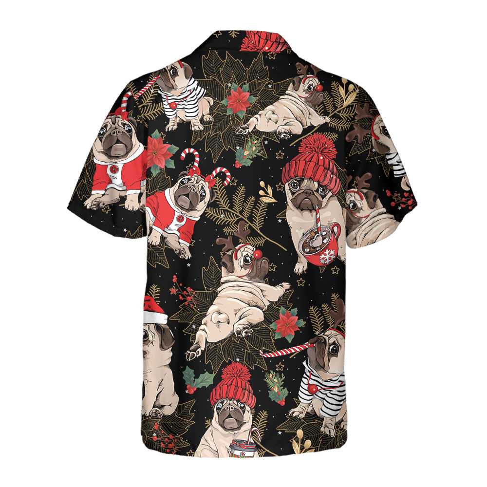 Merry Pug Party Hawaiian Shirt Funny Christmas Pug Dog Shirt Aloha Shirt For Men and Women